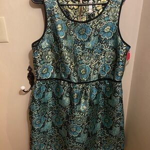 Xhilaration Black and Gold Floral Dress